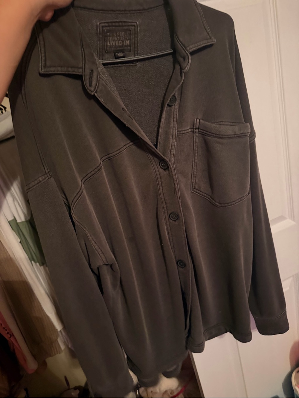 American Eagle Button-Up Shacket with Chest Pocket